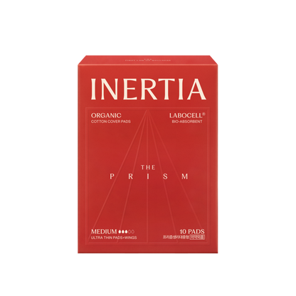 100% 真正的有機產品/ INERTIA 衛生巾 - 帶護翼女士一般流量型/中號（10 片裝） - 最佳吸收力，不含 SAP,微塑膠、氯或香料/韓國製造/FDA 認証。