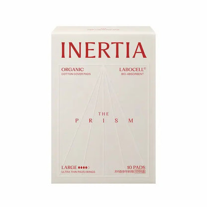 100% 真正的有機產品/ INERTIA 衛生棉 - 帶護翼女士大流量吸收型/大號（10 片裝） - 最佳吸收力，不含 SAP,微塑膠、氯或香料/韓國製造/FDA 認証/長時間配戴
