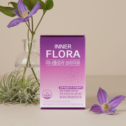 Inner Flora Borage Oil: Premenstrual Discomfort/Skin/Blood Circulation/500mg x 60 Capsules / 30 Days