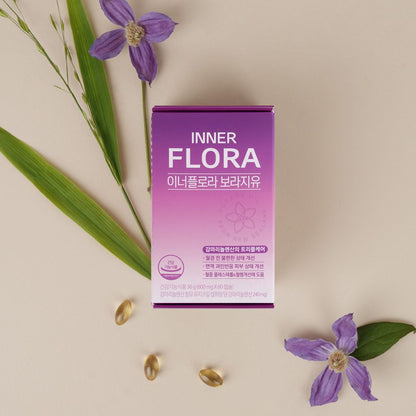 Inner Flora Borage Oil: Premenstrual Discomfort/Skin/Blood Circulation/500mg x 60 Capsules / 30 Days