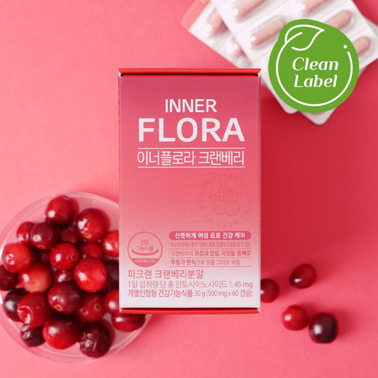 Inner Flora 蔓越莓/細緻照顧女性泌尿道健康/500 mg x 60 粒 / 30 天/韓國 YUHAN CARE 柳韓