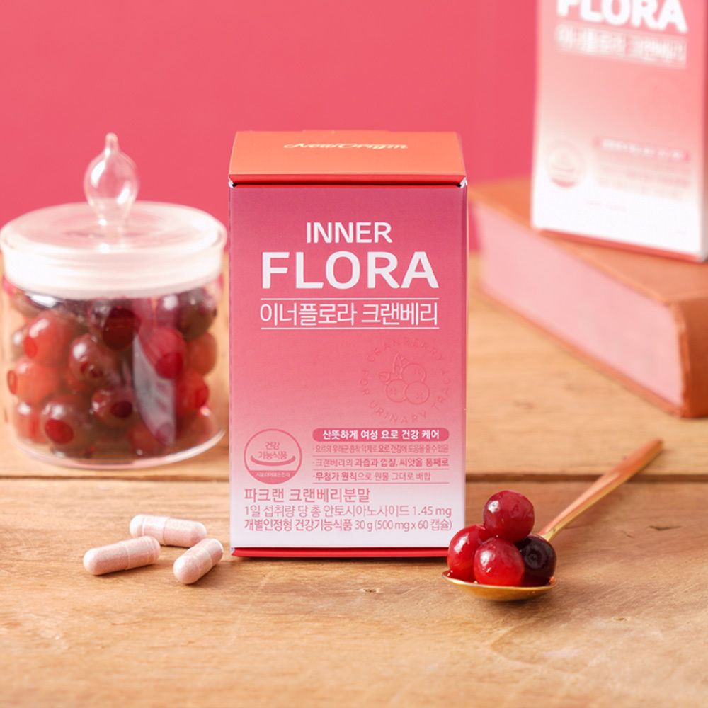 Inner Flora 蔓越莓/細緻照顧女性泌尿道健康/500 mg x 60 粒 / 30 天/韓國 YUHAN CARE 柳韓