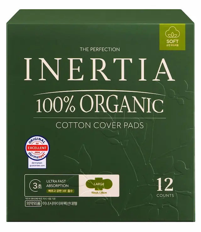 THE PERFECTION 100% 有機棉表層衛生棉/大號（大流量，14 片裝）/不含SAP/韓國製造/FDA 認証/快速吸收/活躍而忙碌的女士/持久乾爽/五層超強吸收/敏感肌膚適用