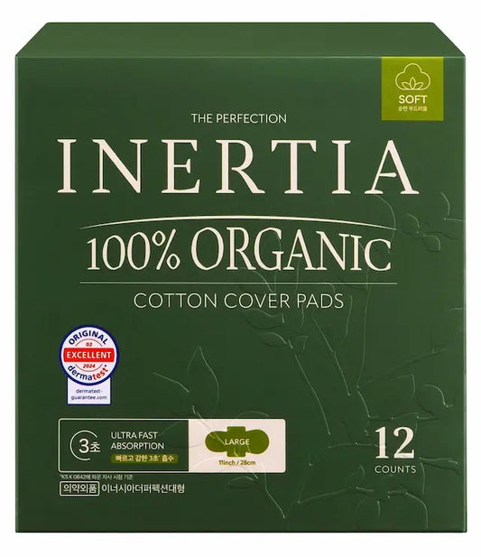 THE PERFECTION 100% ORGANIC COTTON COVER PADS Large/(LARGE FLOW, 14PCS)/SAP Free/MADE IN KOREA/FDA certified