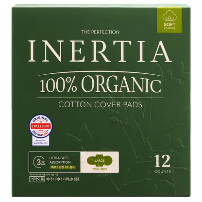 THE PERFECTION 100% 有機棉表層衛生棉/大號（大流量，14 片裝）/不含SAP/韓國製造/FDA 認証/快速吸收/活躍而忙碌的女士/持久乾爽/五層超強吸收/敏感肌膚適用