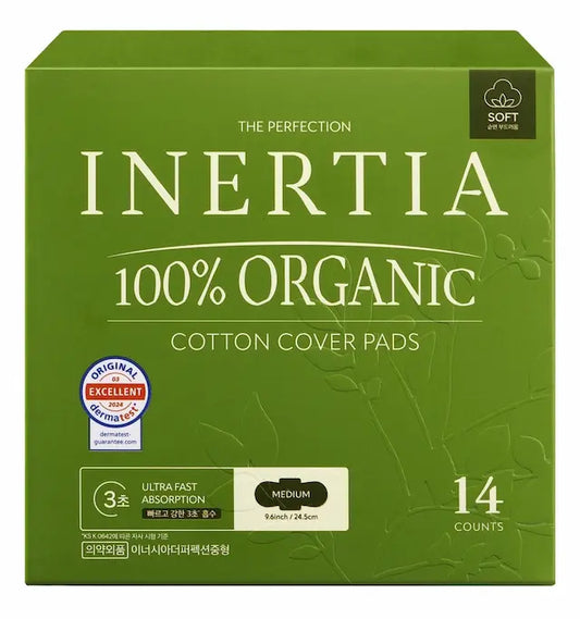 THE PERFECTION 100% ORGANIC COTTON COVER PADS   (Medium/REGULAR FLOW, 14PCS)/SAP Free/MADE IN KOREA
